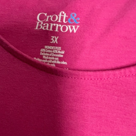CROFT & BARROW MAGENTA PINK EMBELLISHED BLOUSE SIZE 3X-3/4 SLEEVE 
COTTON/ MODAL - Picture 4 of 7